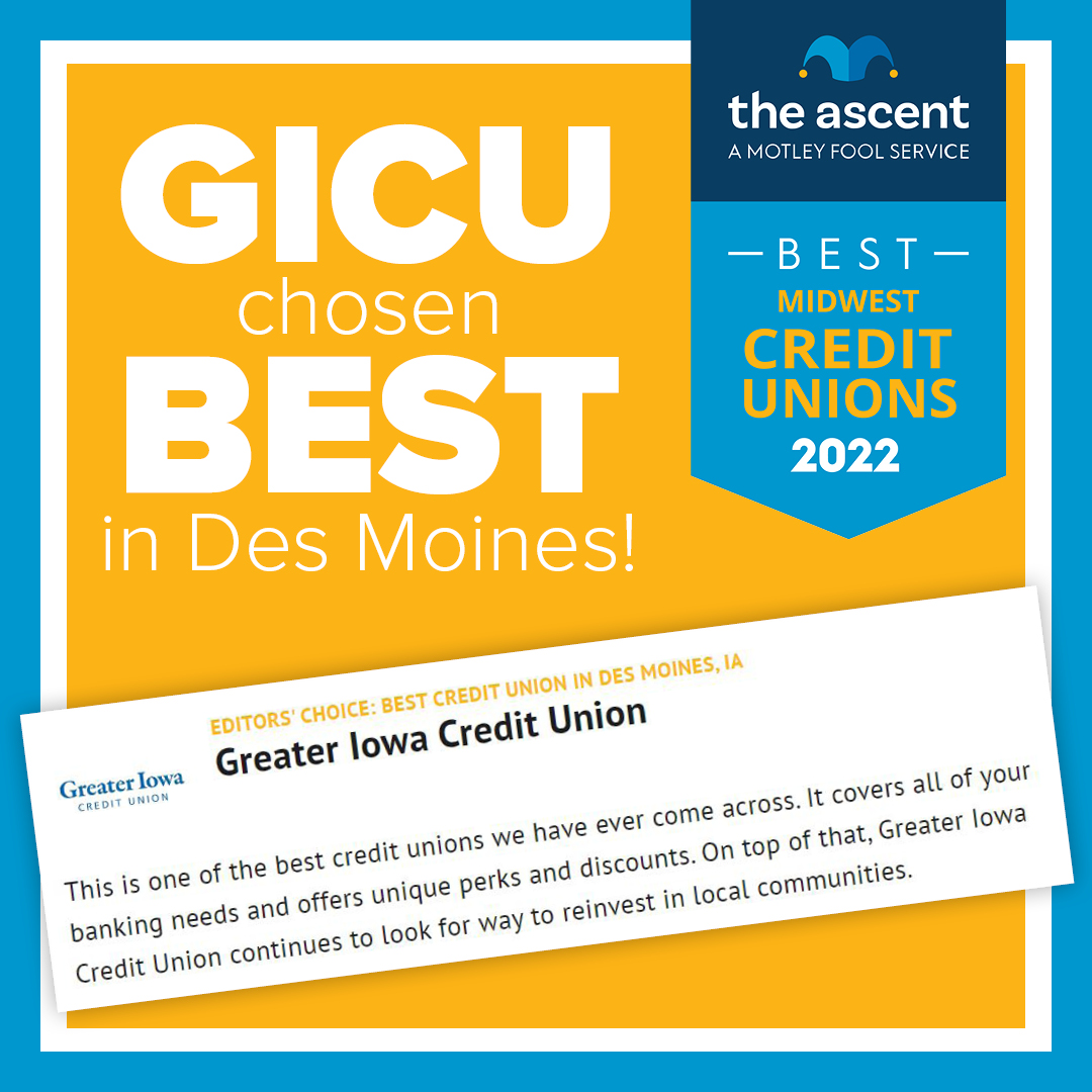 GICU Named Best Credit Union in Des Moines for Millennials