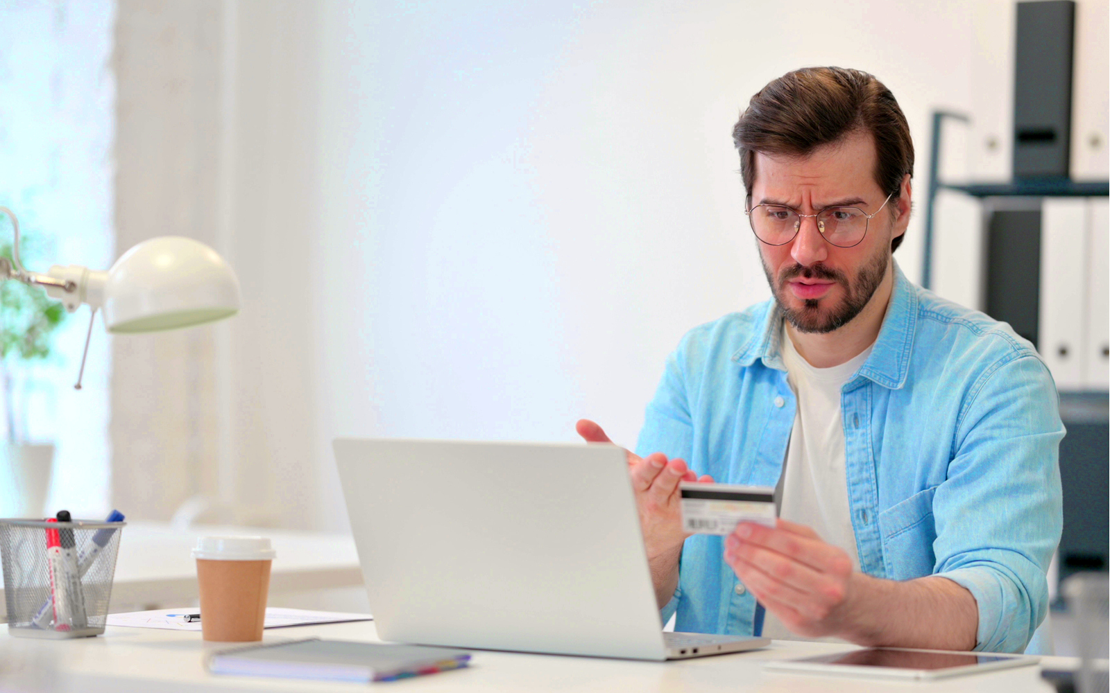 Guy looking at computer