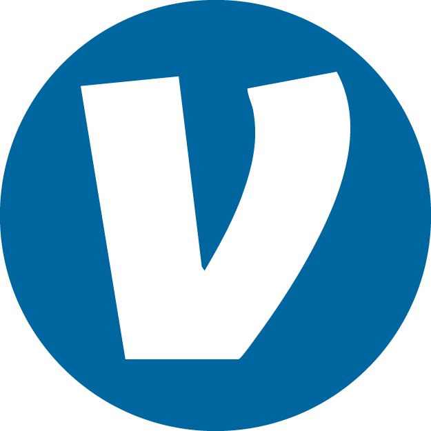An icon the Venmo logo a blue circle.