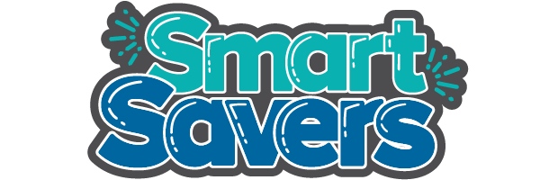 The words "Smart Savers" in dark teal and dark blue