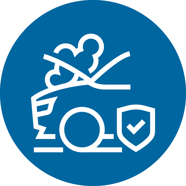 An icon of a car with smoke coming out of the hood in a blue circle.